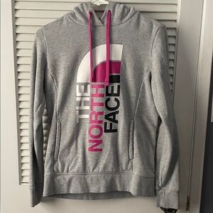 The North Face Gray Hoodie with Pink Highlights